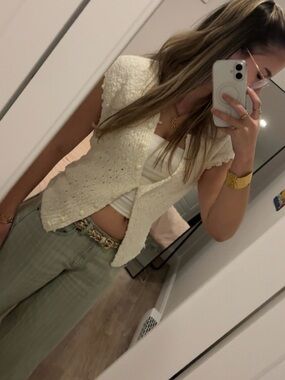 Vintage Cream Bouclé Knit Cropped Vest